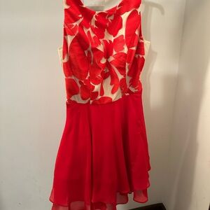City Studio Red and Cream Floral Kids Dress